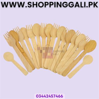 Wooden Cutlery Set - Natural Disposable Utensils - Unisex - Pack Of 18 Pcs
