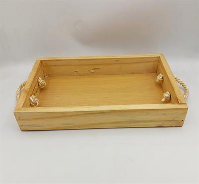 WOODEN BASKET IN RECTANGLE SHAPE WITH DOORI HANDLE ( 12 INCH X 8 INCH )