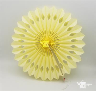 LIGHT YELLOW COLOR PAPER FAN PERFECT FOR PARTY DECORATION ( 13 INCH IN SIZE )