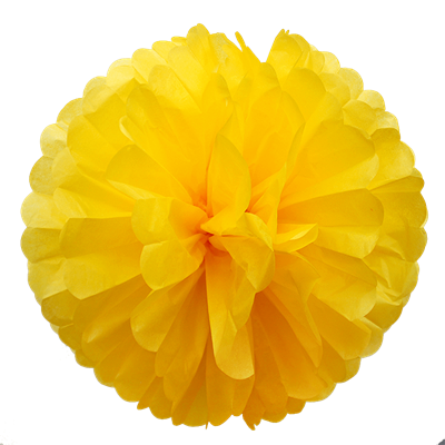 YELLOW COLOR FLOWER POM POM - 6 INCH CREPE PAPER FLOWER POM POM