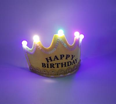 YELLOW COLOR HAPPY BIRTHDAY LED CROWN FOR BIRTHDAY PARTY WEAR