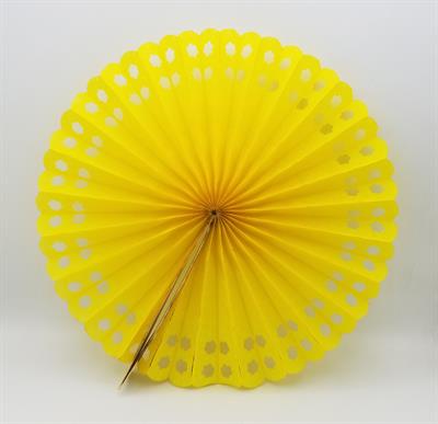 YELLOW COLOR PARTY DECORATION PAPER FANS ( 1 PCS )