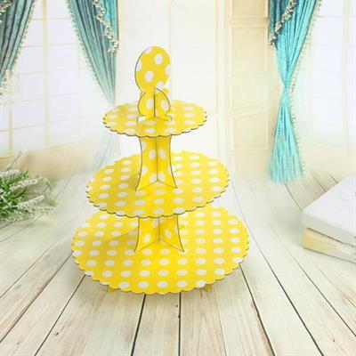 YELLOW POLKA DOT CUPCAKE STAND 3 TIERS CUPCAKE STAND FOR TABLE DECORATION