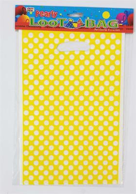 YELLOW POLKA DOT GOODY BAGS ( PACK OF 10 GOODY BAGS )