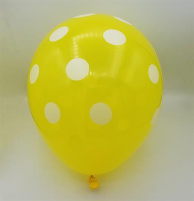 YELLOW POLKA DOT LATEX BALLOONS PERFECT FOR PARTY DECOR ( PACK OF 25 BALLOONS )