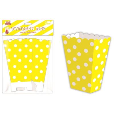 YELLOW POLKA DOT POPCORN BOXES ( PACK OF 10 POPCORN BOXES )