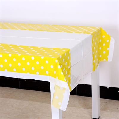 YELLOW POLKA DOT TABLE COVER FOR TABLE DECORATION ( 108 CM X 180 CM )