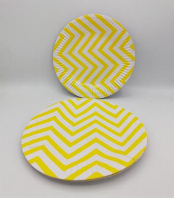 YELLOW ZIGZAG DESIGN PAPER PLATES ( PACK OF 10 PAPER PLATES )