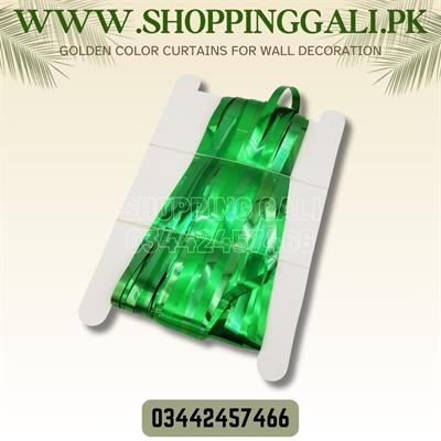 GREEN COLOR FOIL CURTAINS PARTY DECORATION BACKDROP ( 30 INCH X 70 INCH )