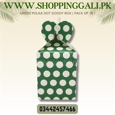 DARK GREEN POLKA DOT GOODY BOXES ( PACK OF 10 GIFT BOX )