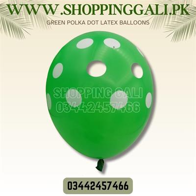 GREEN POLKA DOT LATEX BALLOONS PERFECT FOR PARTY DECOR ( PACK OF 25 BALLOONS )