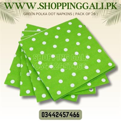 DARK GREEN POLKA DOT NAPKINS ( PACK OF 20 TISSUE PAPER )