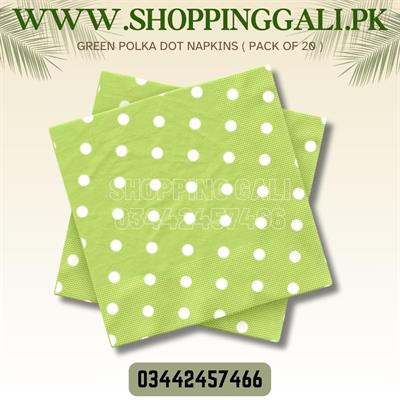 LIGHT GREEN POLKA DOT NAPKINS ( PACK OF 20 TISSUE PAPER )