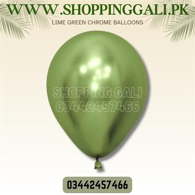 LIME GREEN METALLIC CHROME BALLOONS PACK ( PACK OF 10 GREEN BALLOONS )