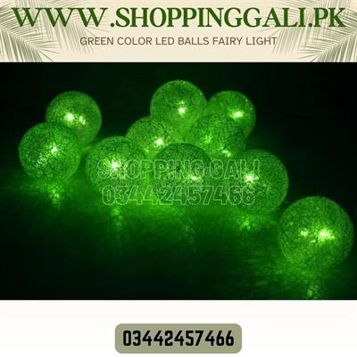 GREEN LED BALLS FAIRY LIGHT BATTERY OPERATED ( 10 LED BALLS )