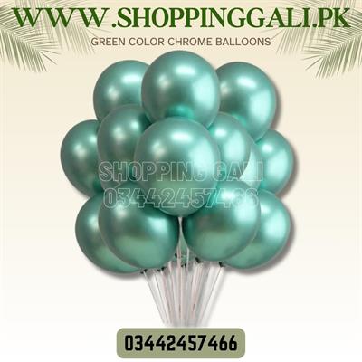 GREEN METALLIC CHROME BALLOONS PACK ( PACK OF 10 GREEN BALLOONS )