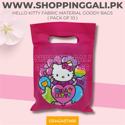 HELLO KITTY FABRIC MATERIAL GOODY BAGS ( PACK OF 10 GIFT BAGS )