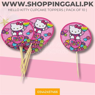 HELLO KITTY THEME CUPCAKE TOPPER - PACK OF 10 CUPCAKE TOPPERS - HELLO KITTY CUPCAKE TOPPERS