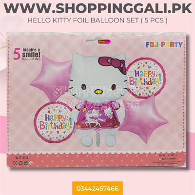 HELLO KITTY FOIL BALLOON SET WITH PINK STARS ( PACK OF 5 FOIL BALLOONS )