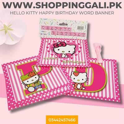 HELLO KITTY HAPPY BIRTHDAY BANNER WITH RIBBON LACE