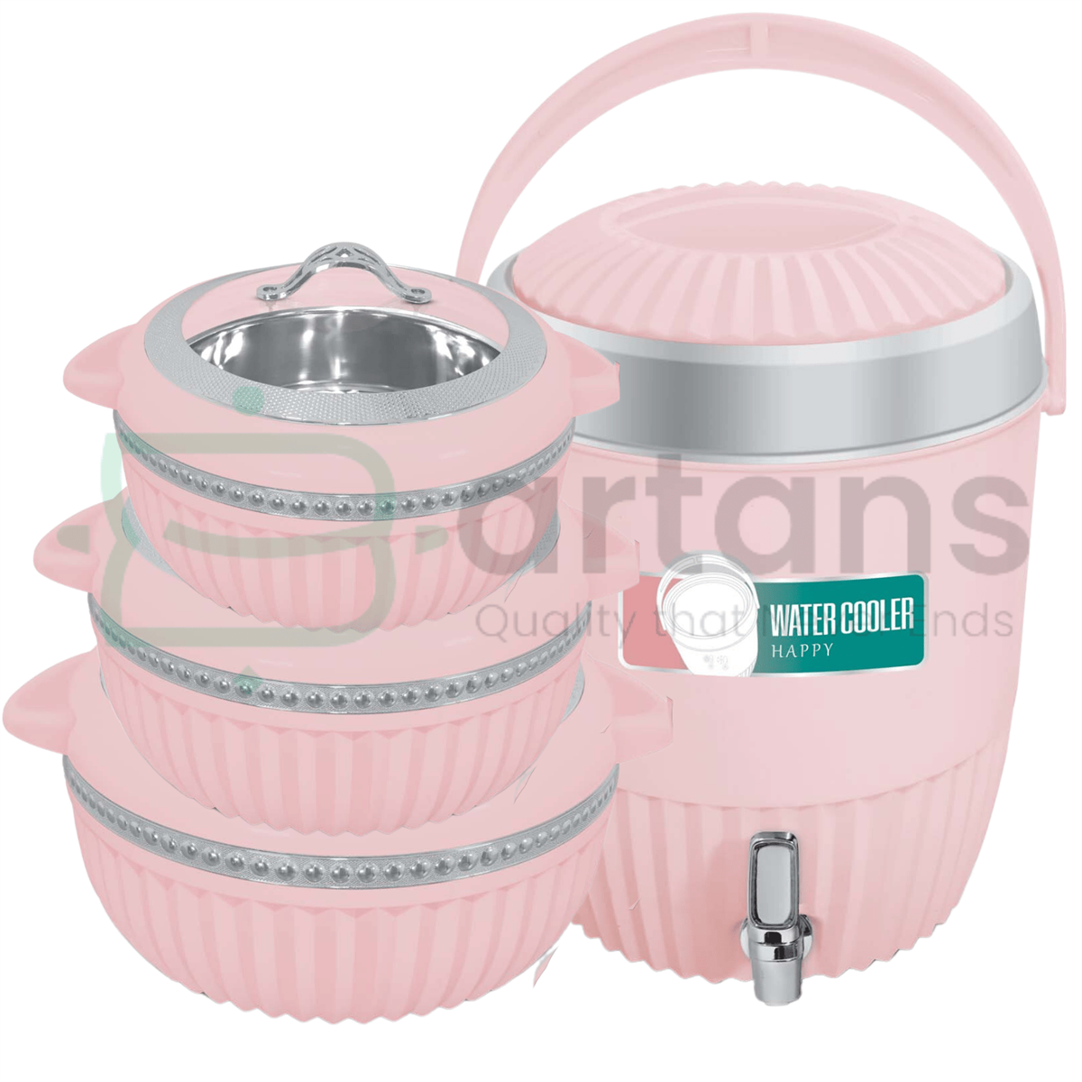  Happy Arizona Glass Top H-7 Pink 3PCS Hotpots & Cooler Giftsets With Roti Baskets.