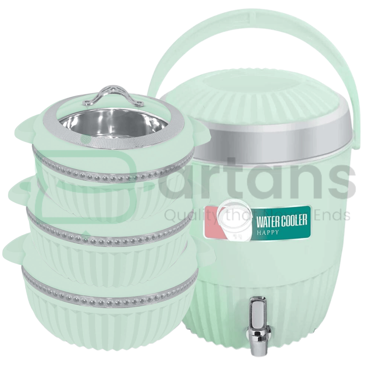  Happy Arizona Glass Top H-7 Green 3PCS Hotpots & Cooler Giftsets With Roti Baskets.