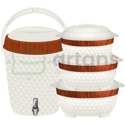 Happy Hefty Premier Iconic Wooden Pattern Design 3PCS Hotpots & Cooler Giftsets.