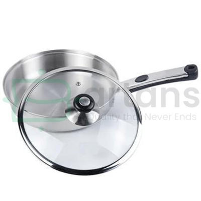 Alpha Stainless Steel Encapsulated Dual Bottom Cookwares 20CM Frypans With Glass Lids.