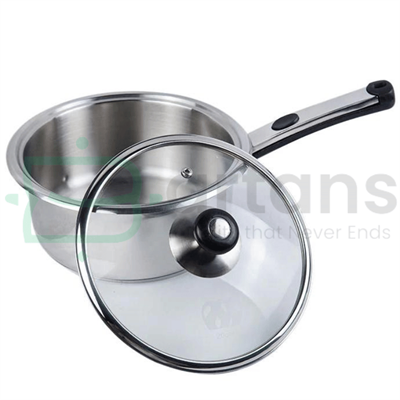  Alpha Stainless Steel Encapsulated Dual Bottom Cookwares 18CM Saucepans With Glass Lids.