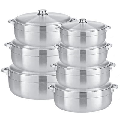 Rosepetal Caldero 14PCS Metallic Finish Aluminium Cookware Casserole Sets