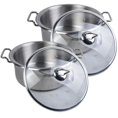 Alpha Stainless Steel Encapsulated Dual Bottom Cookwares Sets 4PCS Cusine With Glass Lids