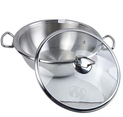  Alpha Stainless Steel Encapsulated Dual Bottom Cookwares Woks With Glass Lids