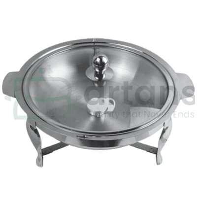 Al-Ansar Stainless Steel Food Warming 20CM Serving Chafing Dishes with Tealight Candles & Glass Lids.