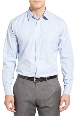 Wrinkle Free Solid Pinpoint Cotton Trim Fit Dress Shirt