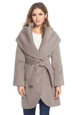 Wool Blend Belted Wrap Coat