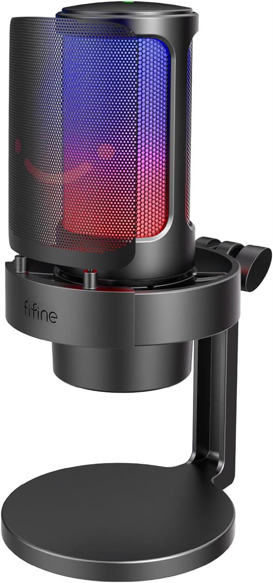 FIFINE AMPLIGAME A8 USB MIC WITH CONTROLLABLE RGB, LIVE MONITORING, INPUT DIAL, POP FILTER FOR STREAMING