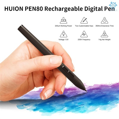 HUION PEN80 Graphic Tablets Pen Digital Pen Rechargeable Pen Black