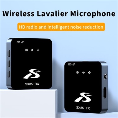 SX85 Audio Wireless Lavalier Microphone for PC DSLR Camera iPhone Type-C Android Phone