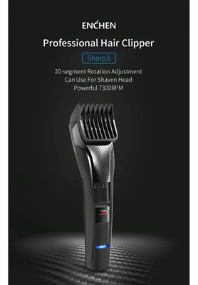 Original ENCHEN Sharp3 Electric Hair Clipper Professional Hair Trimmer USB Charging Cutter Low Noise