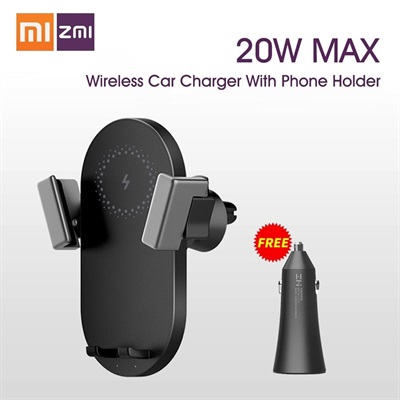 ZMI Wireless car Charger 20W Max in-Vehicle Wrieless Charger Phone Mount Bundle Pack 