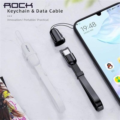 Rock Portable Charge And Sync Cable With Keychain  RCB0765