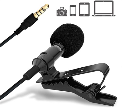 Professional Grade Lavalier Lapel Microphone Omnidirectional Mic with Easy Clip