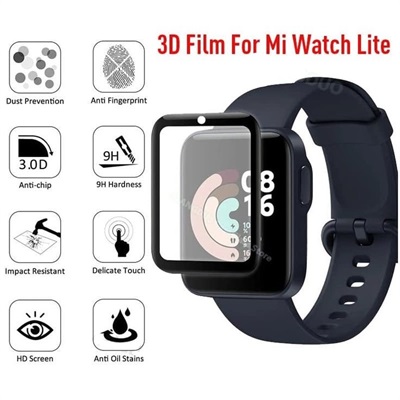 Tempered Glass Protector for Xiaomi Mi Watch Lite - 3D GLASS, Black