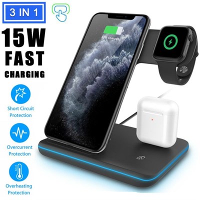 3 in 1 Charging Dock Holder Stand Charger Station for iPhone iWatch Airpod