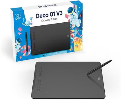 XPPen Deco 01 V3 Digital Graphics Tablet 10x6 inch 16384 Level Battery-free Pen Support Windows Mac for Drawing Animation