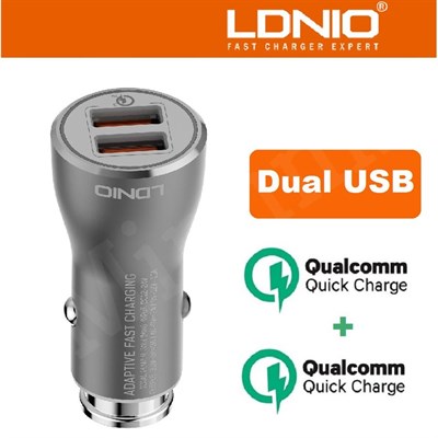 LDNIO C407Q Dual 2 Double Qualcomm Quick Charge QC 3.0 USB Car Charger
