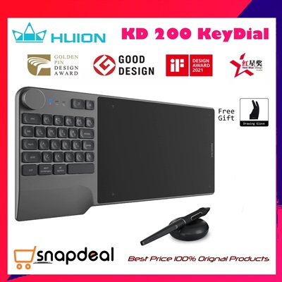 HUION Keydial KD200 Bluetooth 5.0 Wireless Graphics Drawing Tablet & 28 Keys & Dial