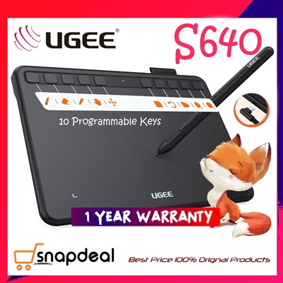 UGEE Drawing Tablet S640 Digital Graphics Pad with Battery-Free Stylus Tilt Function 8192 Pressure Sensitivity