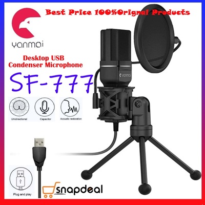 Yanmai SF-777 Desktop USB Microphone Condenser Microphone with Folding Stand Tripod P-o-p Filter