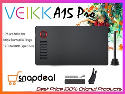  VEIKK A15Pro Graphics Pen Tablet 10 x 6 Inch Graphics Tablet - Gray